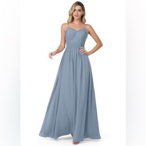 Azazie Beck Dusty Blue Floor Length Dress